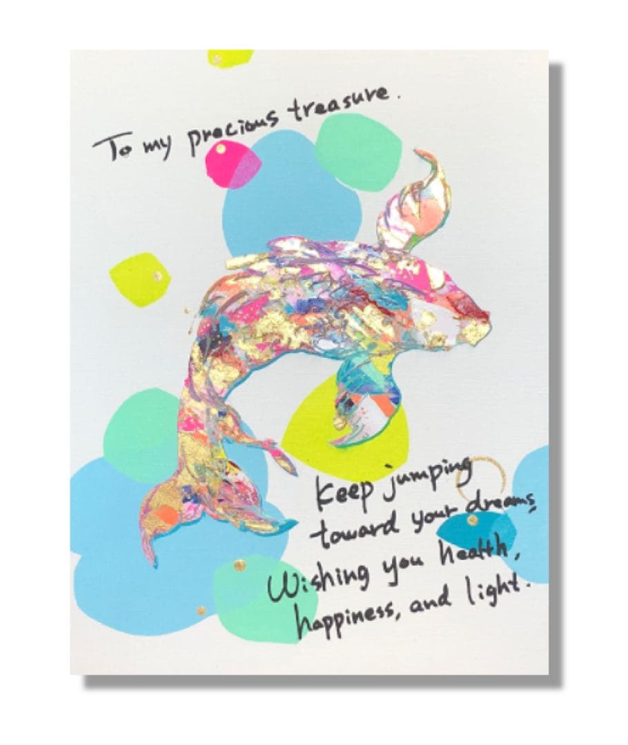 絵画　油絵 原画　一点物　鯉　ポップ　子供　アート　プレゼント　F6