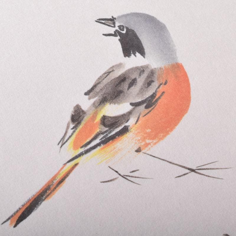 色紙絵　前大徳　須賀玄道筆　禅画花鳥図　二十四節気　共箱　N　7772A