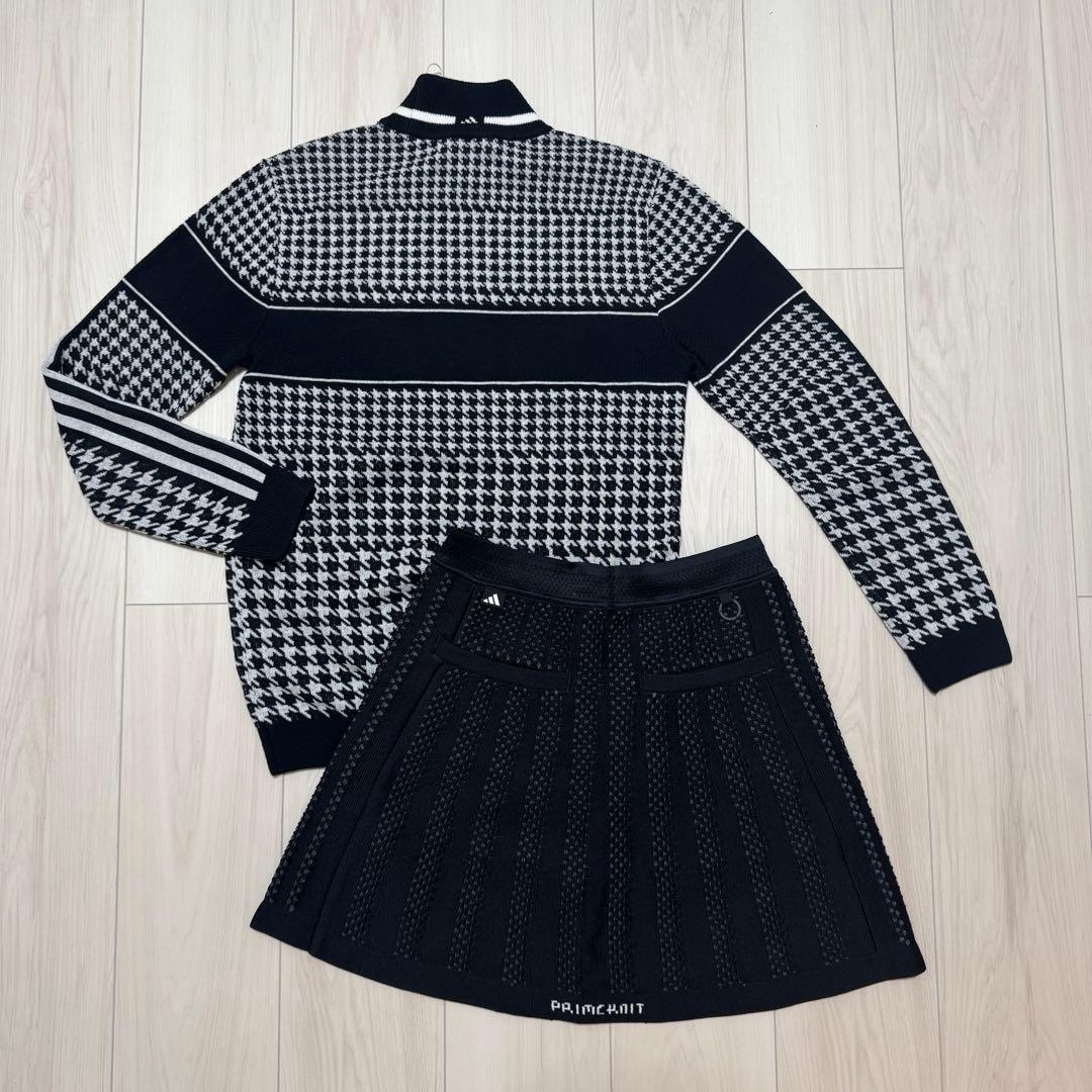 新品 アディダス セットアップ セーター プリーツスカート 千鳥柄 秋冬ニット