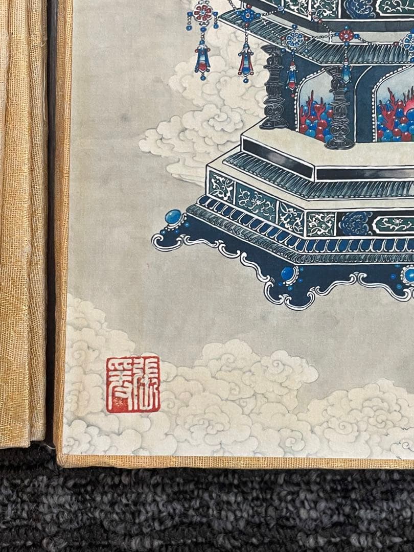 中国古美術・中国名家張大千氏　如来仏像水彩画8枚・板画絵画・書道・民国珍蔵絵画