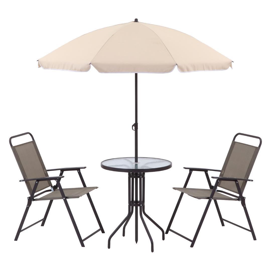 パラソル付きガーデン４点セット 椅子2脚 W60