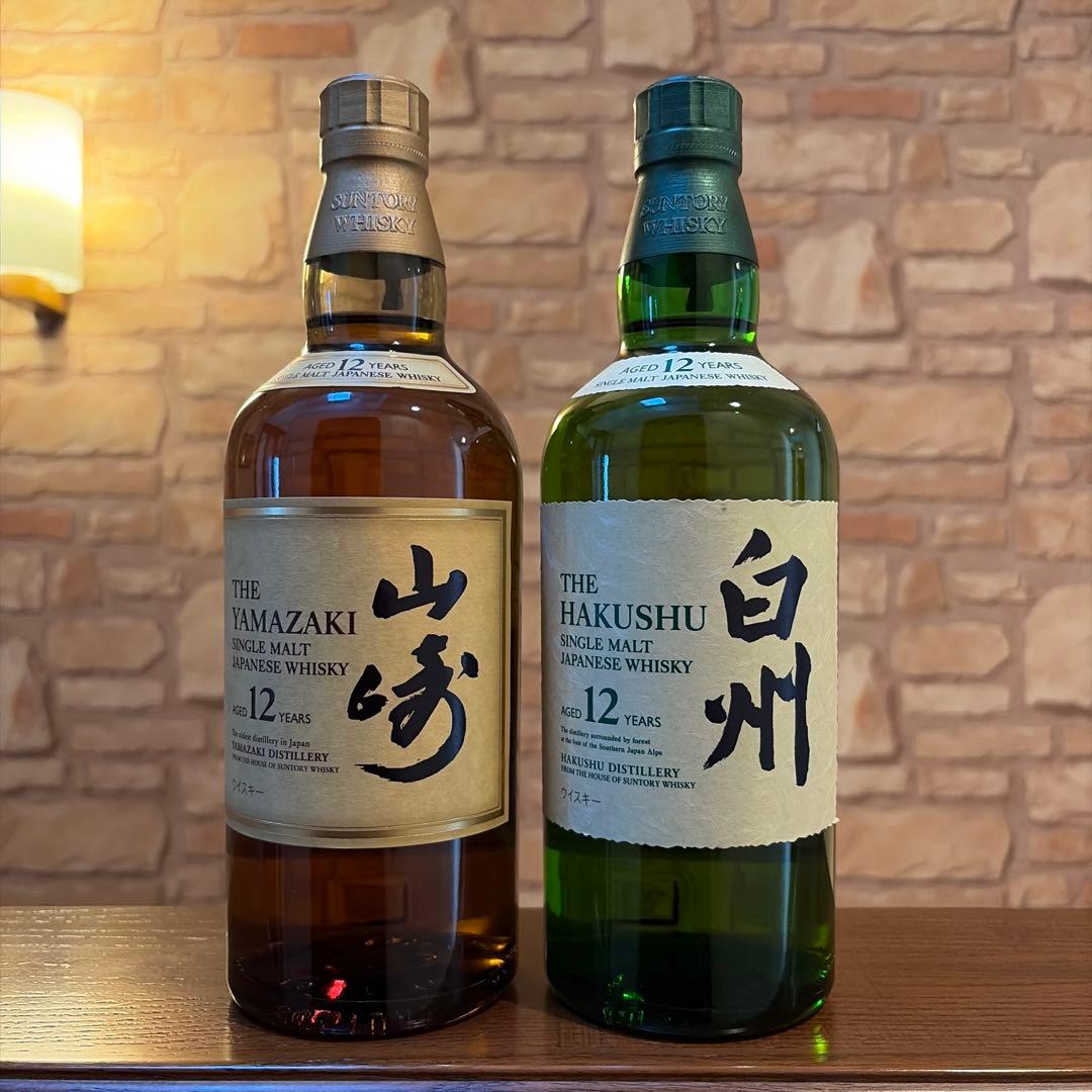 山崎・白州 12年 シングルモルトウイスキー 2本セット