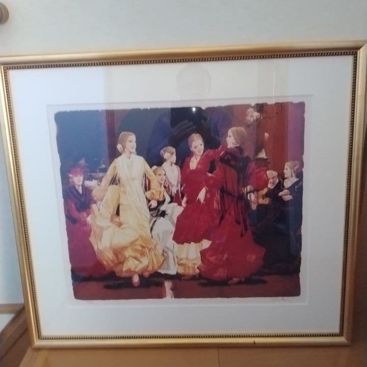 斎藤三郎　「踊り小屋」　日本画家　希少　リトグラフ　大型　大きい　ビックサイズ