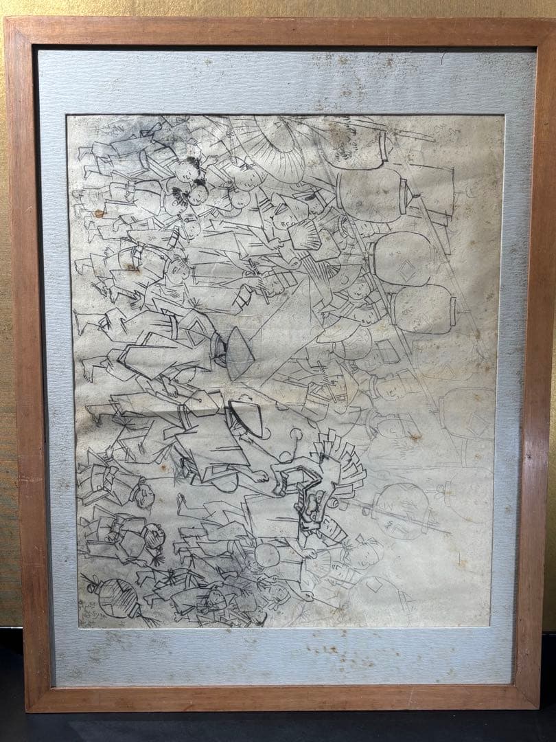 生田花朝女　祭り風景　絵　絵画　額