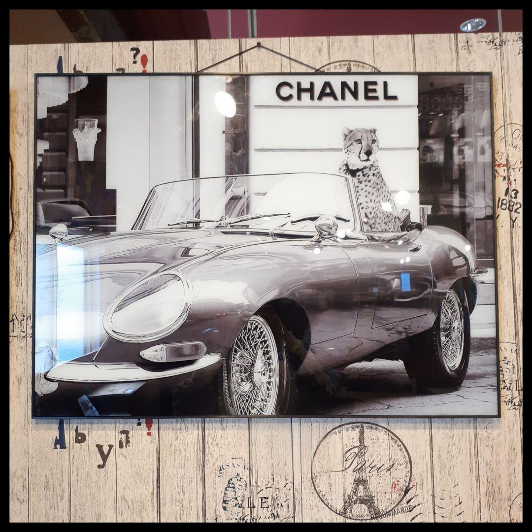 輸入雑貨　特殊強化ガラスアート　『CHANEL』　モノクロ　ミラーアート