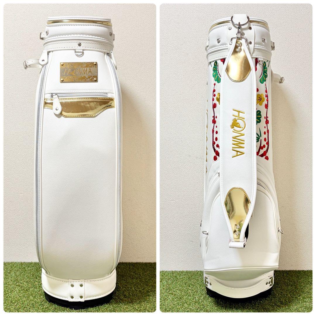 新品｜高級　HONMA ホンマ　会津絵　キャディバッグ　ゴールド　金　刺繍