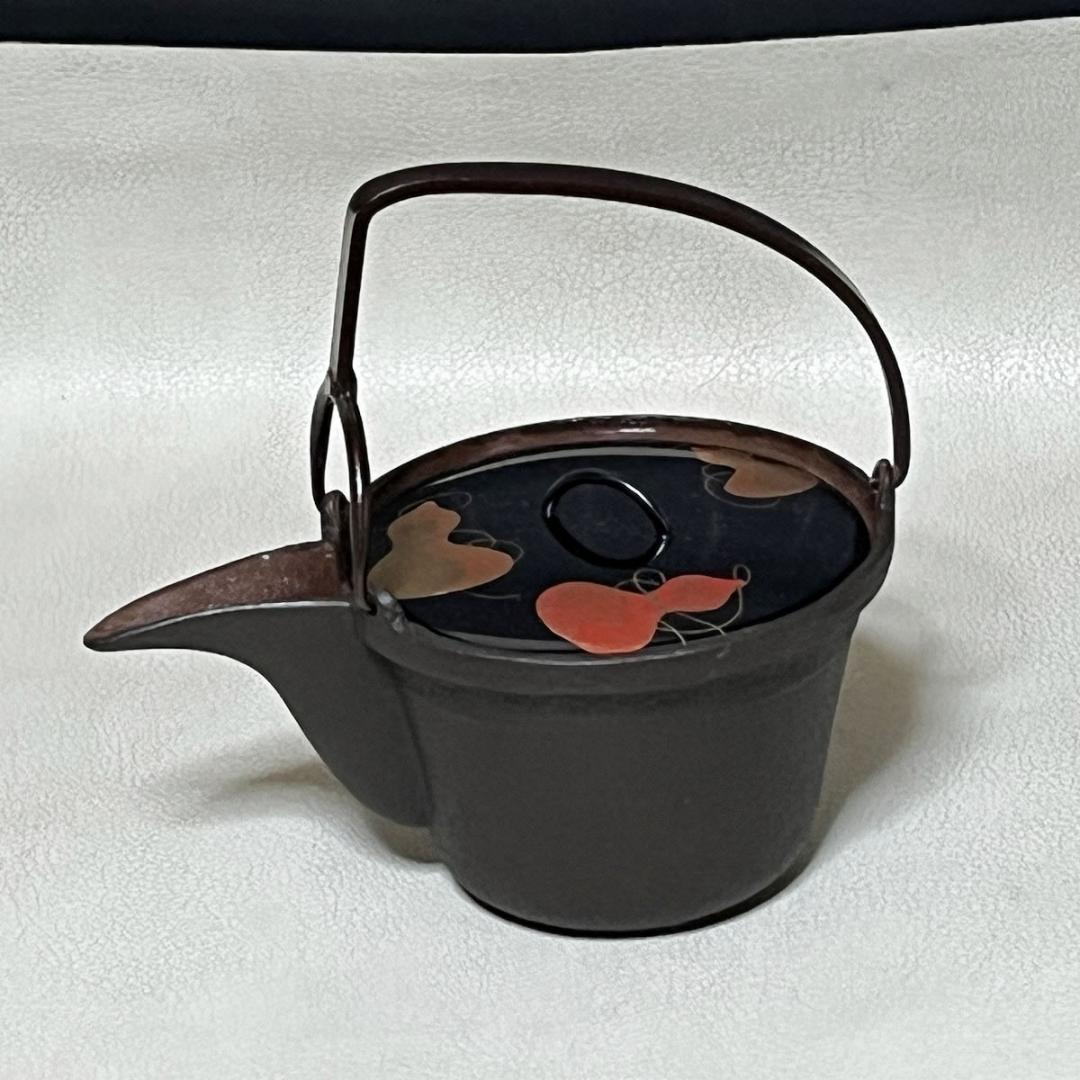 銚子 文映 共箱 瓢蒔絵 塗蓋付 替蓋付 瓢箪蒔絵 鉄製 酒次 酒器 k3388