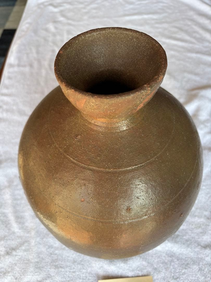 備前焼　大型徳利　無釉焼き締め　骨董品　アンティーク置物
