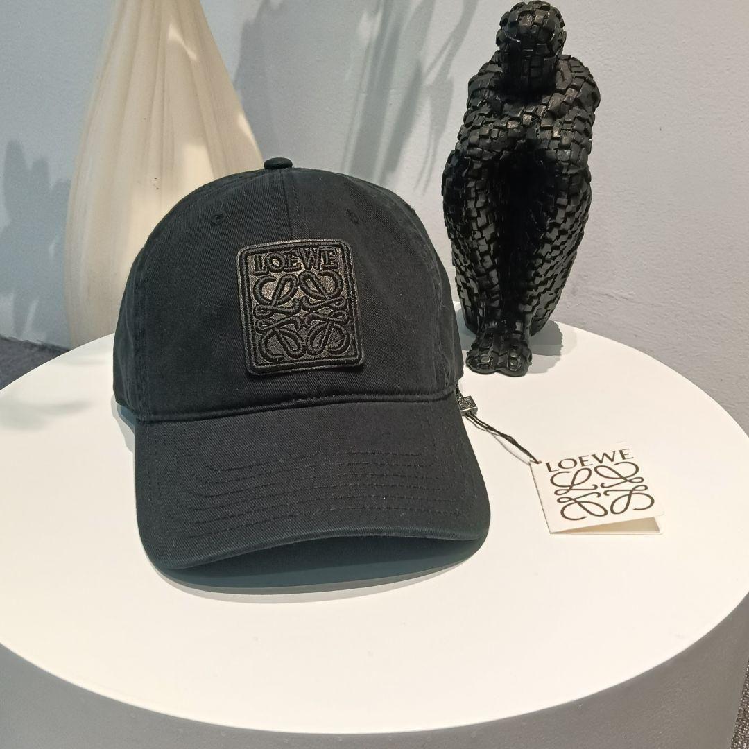 LOEWE キャップ パッチ ブラック キャンバス キャップ 男女兼用