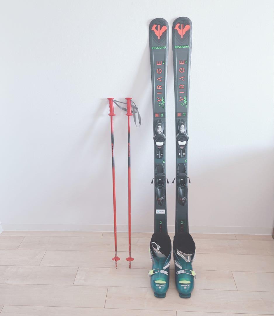 子供140㎝　スキー　靴　ストック　ビンディング　サイズ調整　5点　ロシニョール