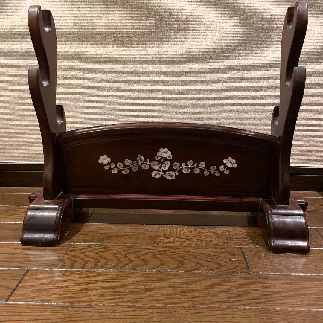 刀掛け　刀台　武具　螺鈿　3本掛け