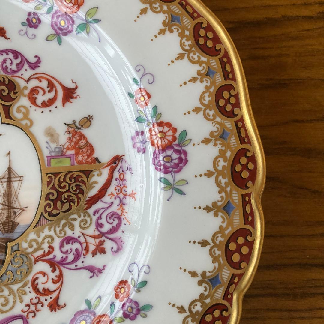 アンティーク マイセン 飾り皿 シノワズリ 額装