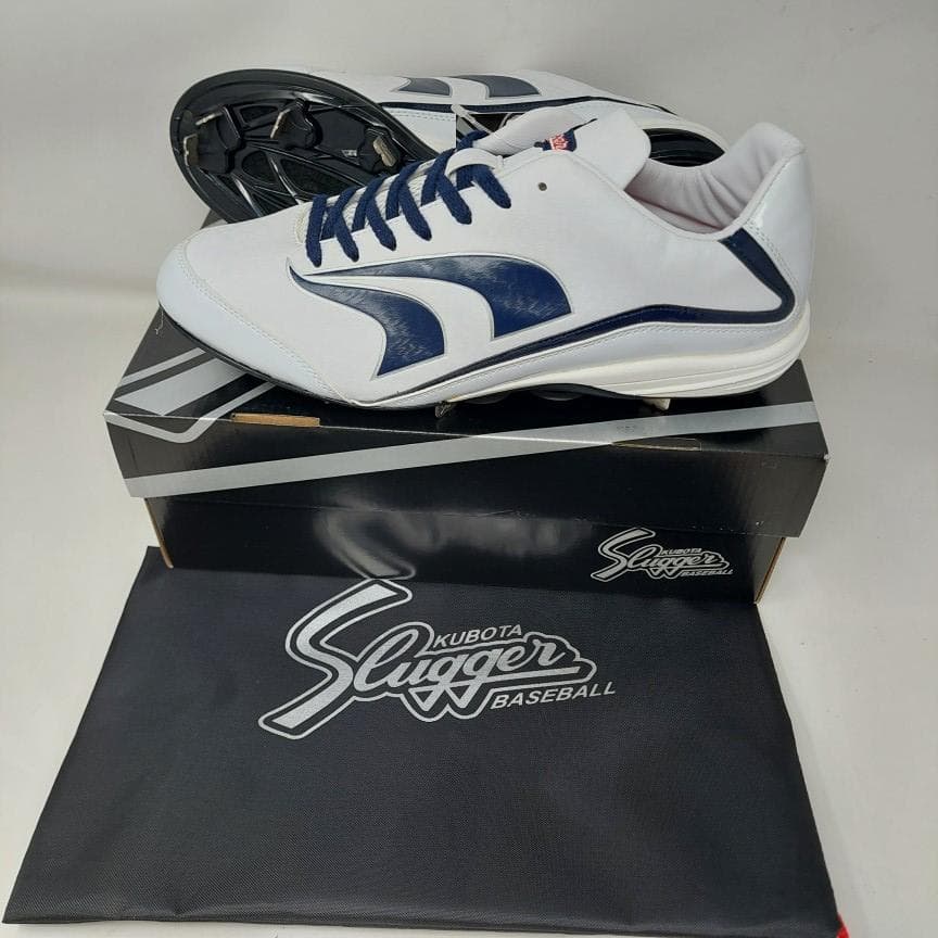 久保田スラッガー 樹脂底スパイク 28.5 D-004NV ホワイト×ネイビー