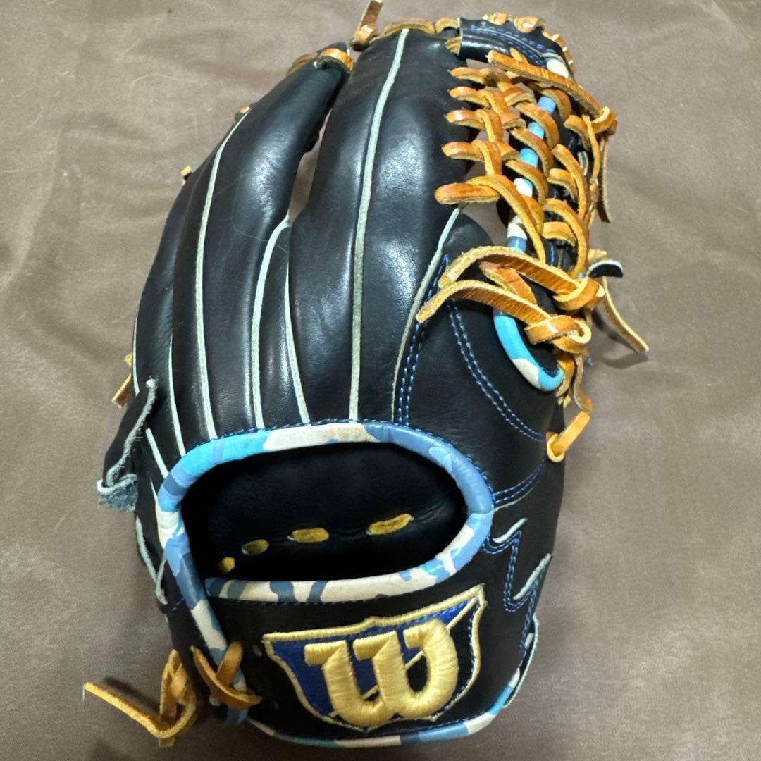 Wilson 軟式グローブ 黒/青/茶 D-MAX
