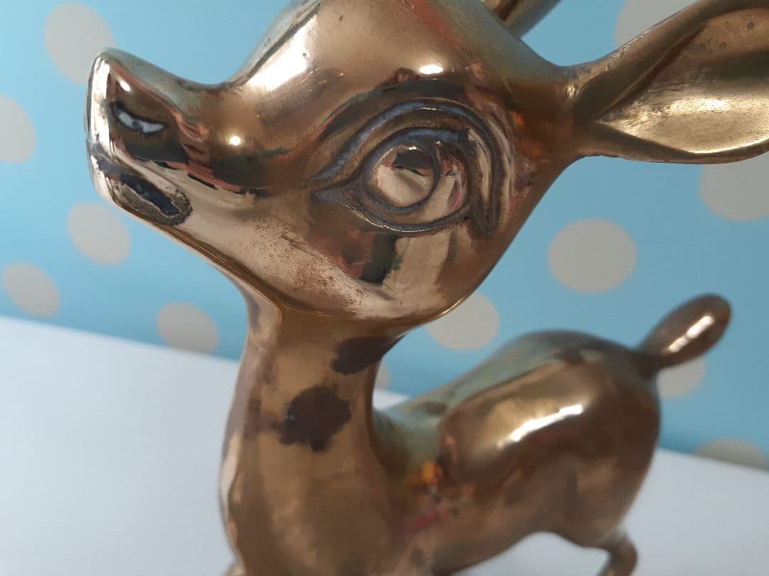 ビンテージ　真鍮　鹿の親子　バンビ　置物