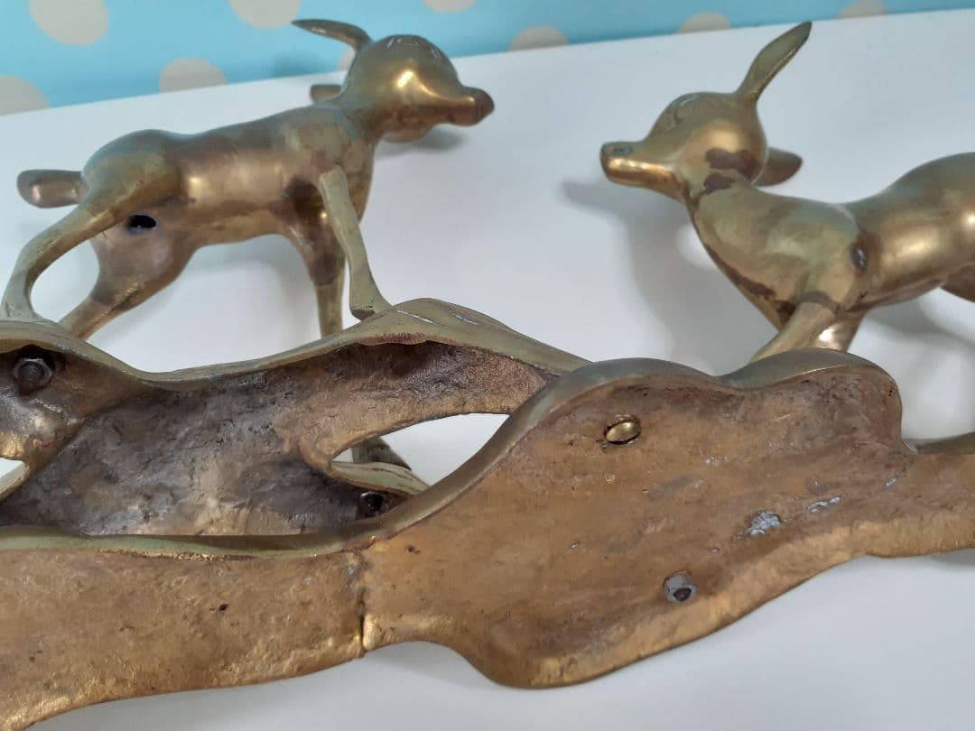 ビンテージ　真鍮　鹿の親子　バンビ　置物