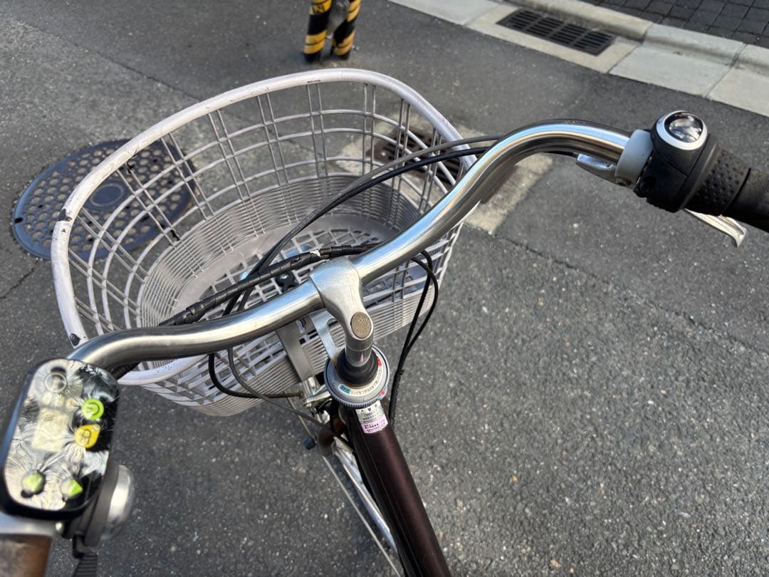 あさひサイクルブランド電動アシスト自転車 ブラウン 前カゴ付き充電器付き