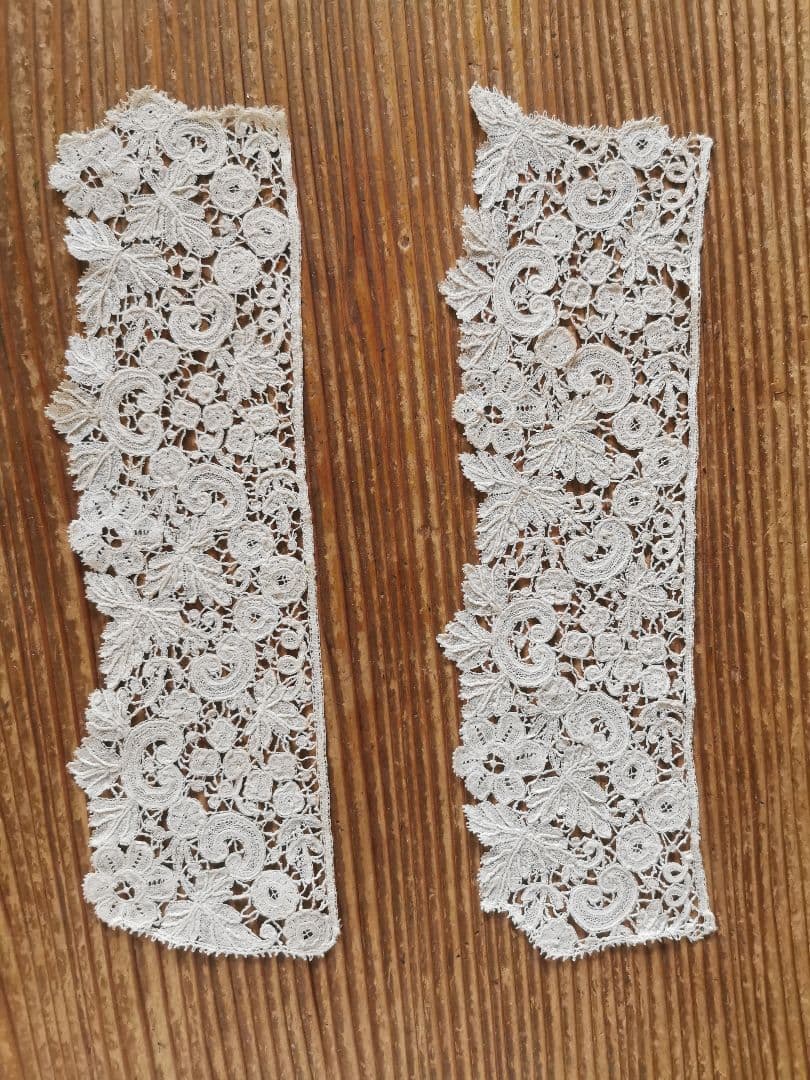 アンティーク ブリュッセルレース ポワンドローズ カフス用レース 付け襟 ペア
