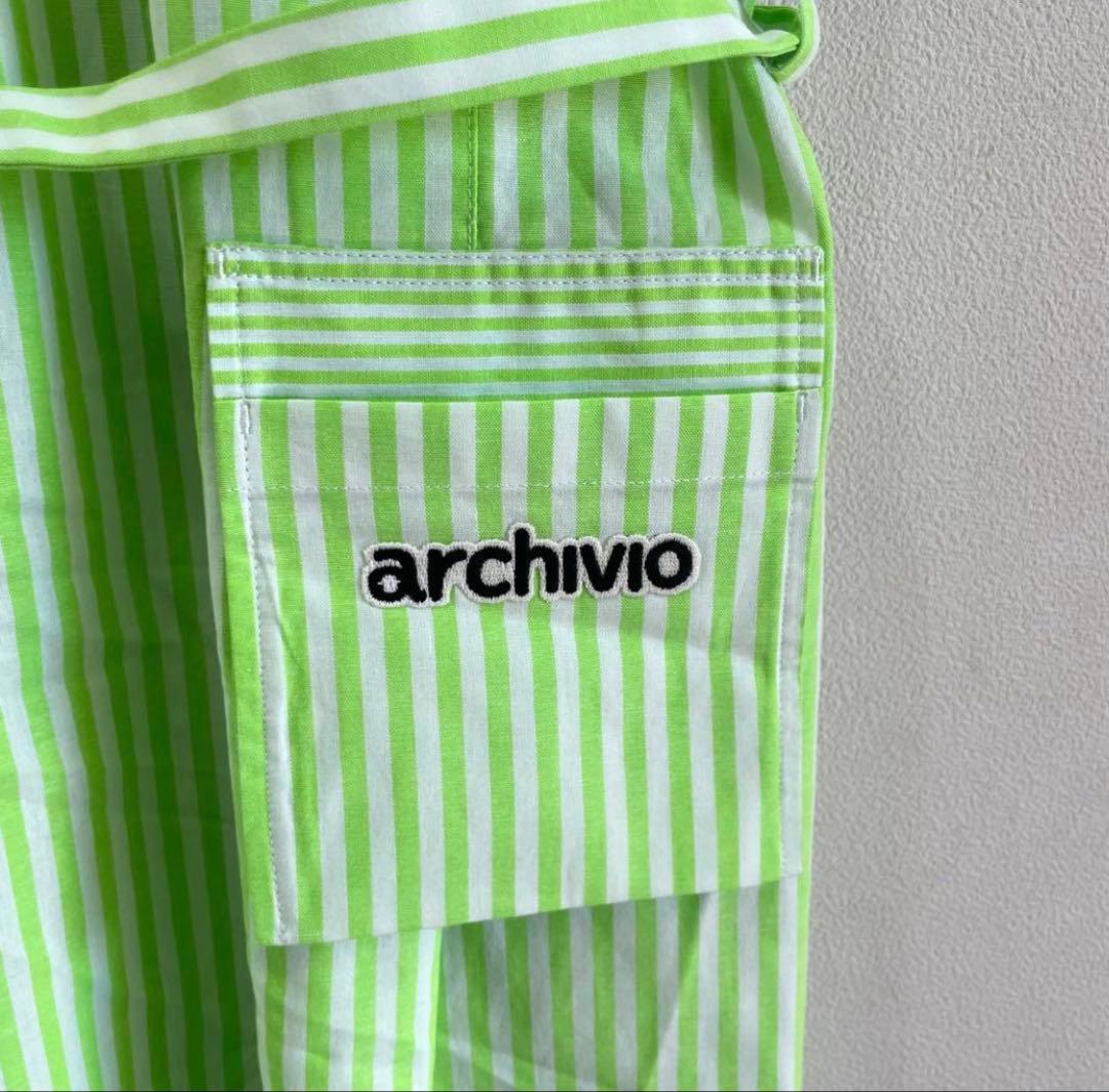 新品　archivio ストライプ ワンピース 36 グリーン