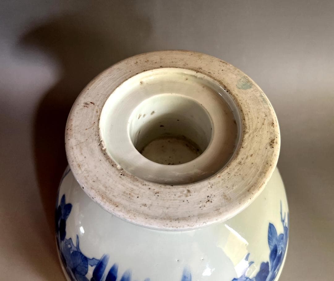 杯洗■古伊万里染付人物絵盃洗 江戸時代後期 竹 鳥 酒器 古美術 時代物 骨董■