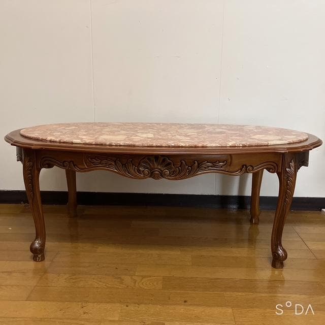 【福岡限定 直接引取or配送】イタリア製 大理石 アンティーク ローテーブル