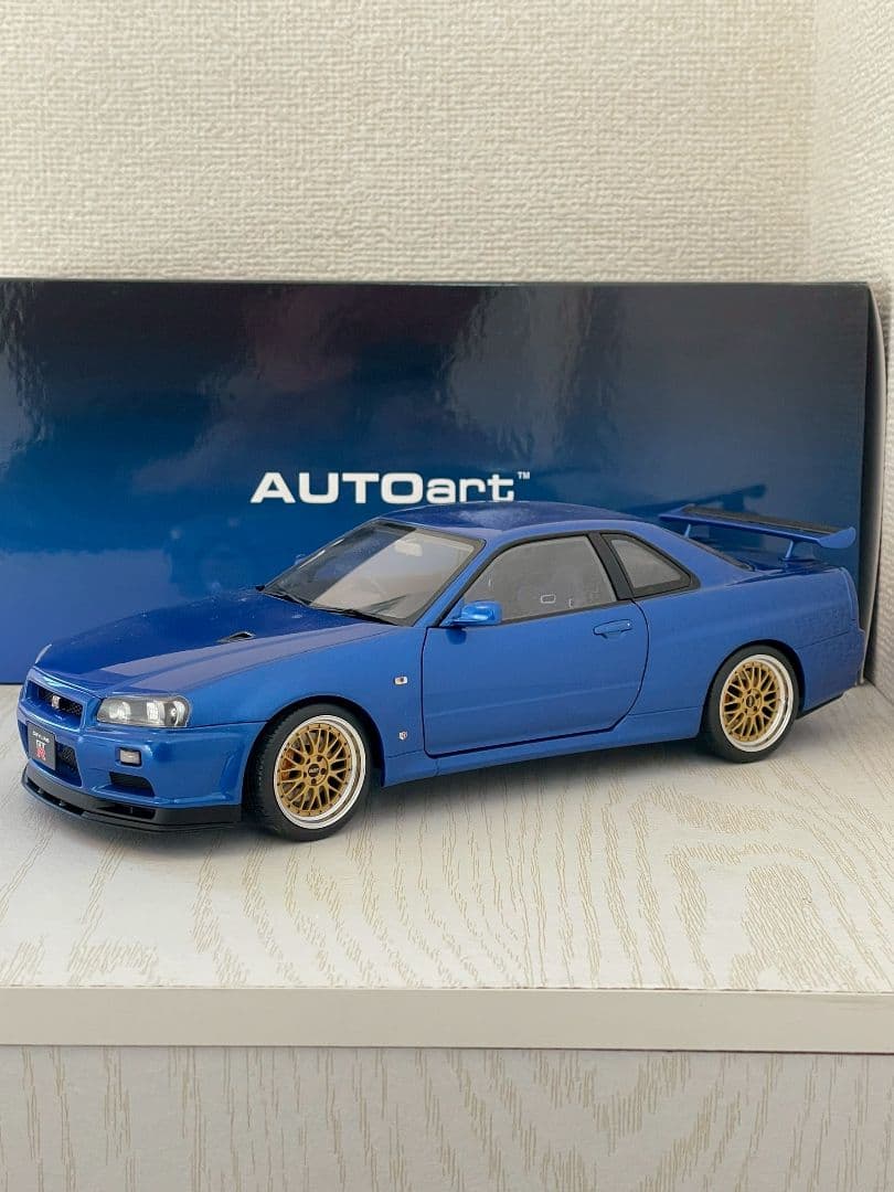 オートアート 1/18 GT-R R34 湾岸ブルー BBS LMモデル