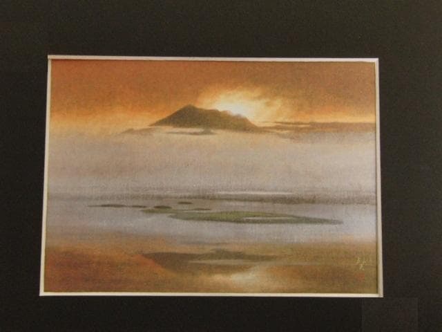 竹内邦夫、【尾瀬明ける】、希少な額装用画集より、新品額装付