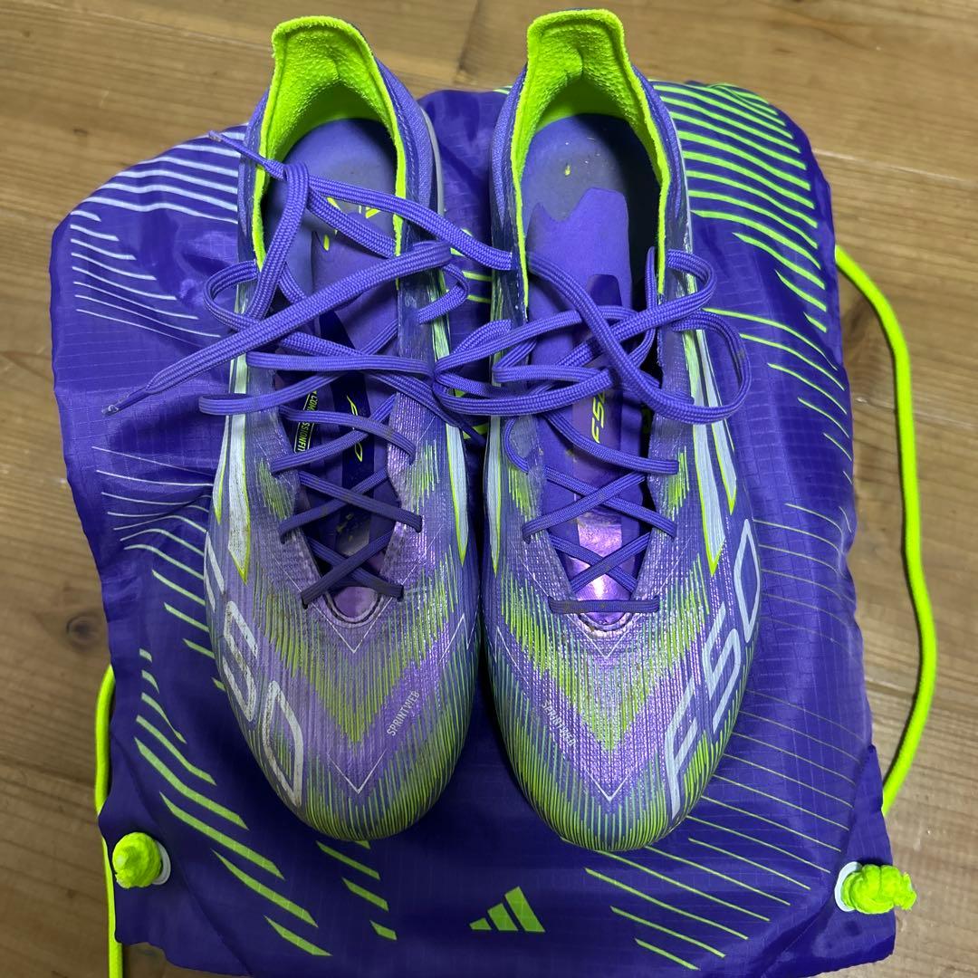 adidas F50 サッカーシューズ 紫/緑 収納袋付き 最終値下げ‼️
