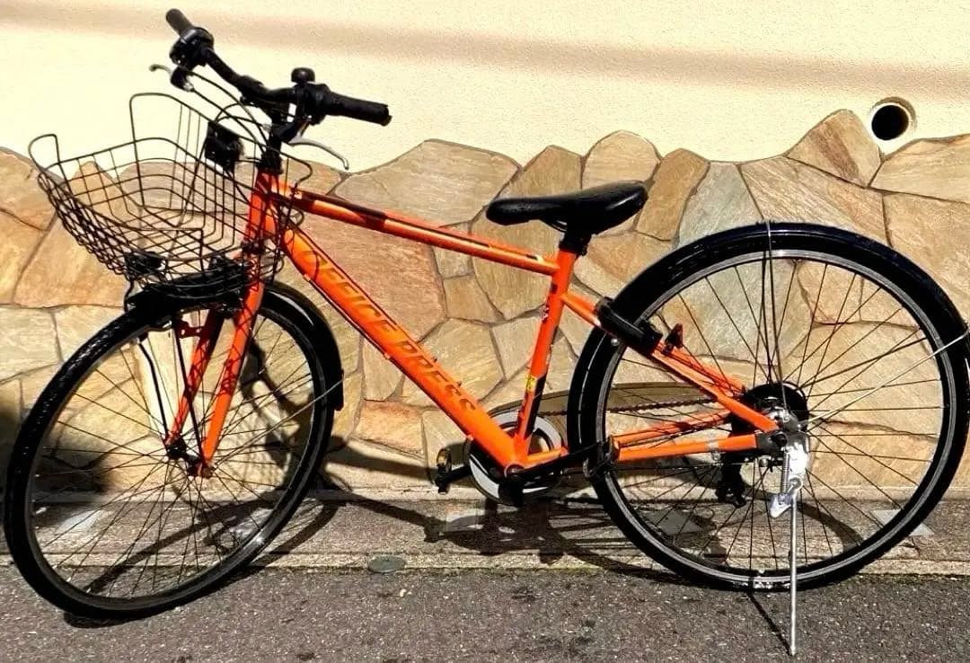 自転車　27インチ　オレンジ　変速あり