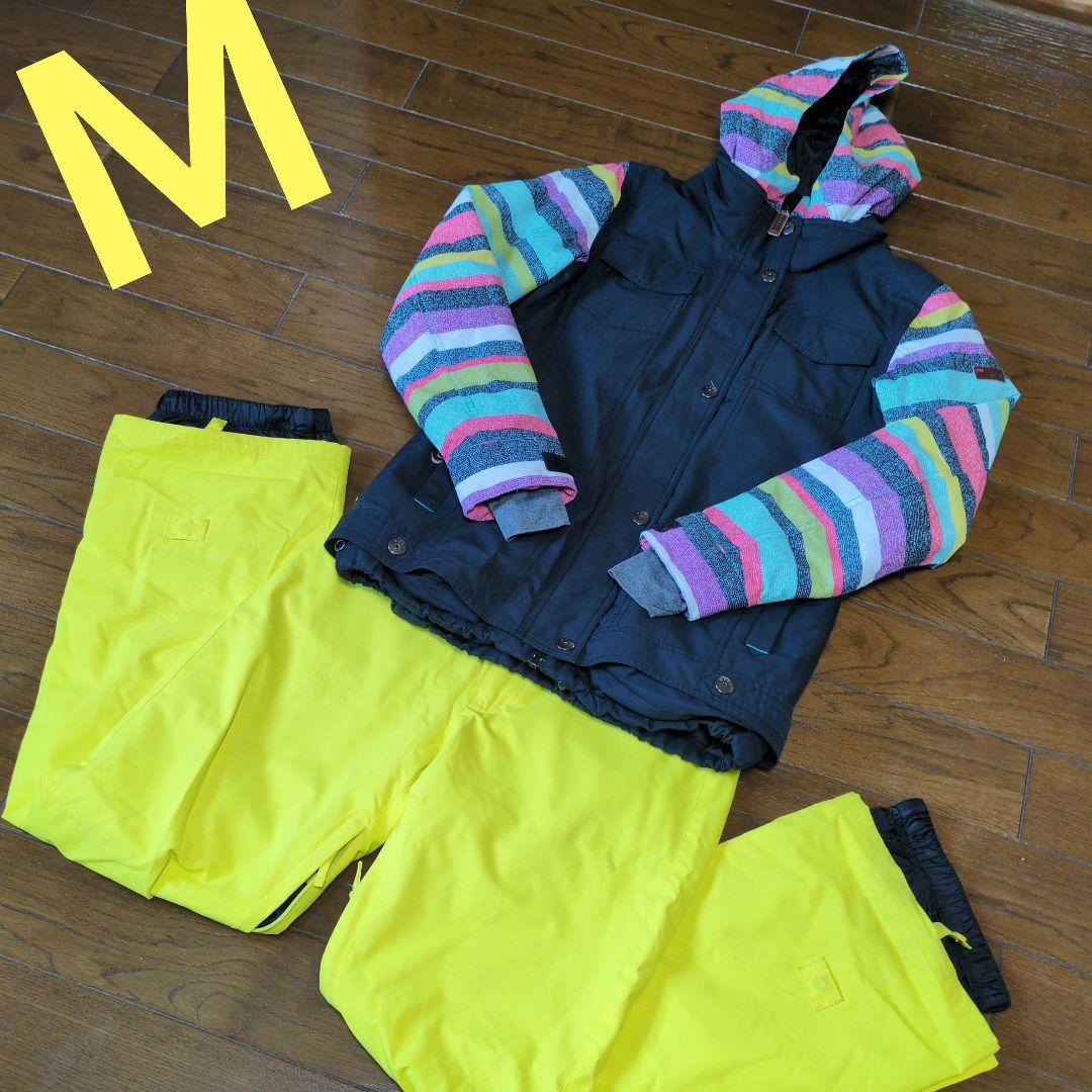 ROXY　スノボウェア　上下セット　Ｍ　ボーダー　イエロー