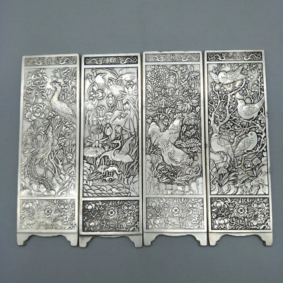 4枚屏風 春夏秋冬 希少 美品 コレクション 装飾品 工芸品美術品 置物