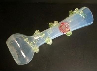 ★G1702★ アンティーク　ウランガラス　乳白ガラス　花瓶