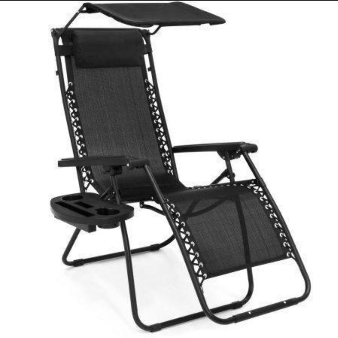 ★ウォールマートリクライニングチェア★無段調整★枕＆屋根＆トレー付★ブラック★