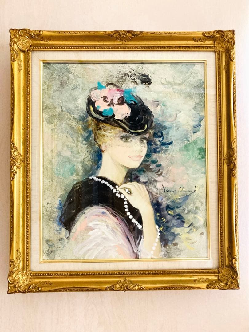 ★真作★ベルナール・シャロワ油彩画/「黄昏の貴婦人」8号直筆サイン世界各国で個展