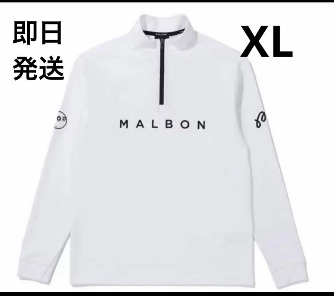 白　XL 新品　マルボンゴルフ MALBON GOLF 　ハーフジップ
