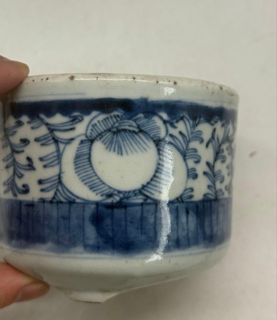 中国　清時代　染付　香炉　送料込み250703