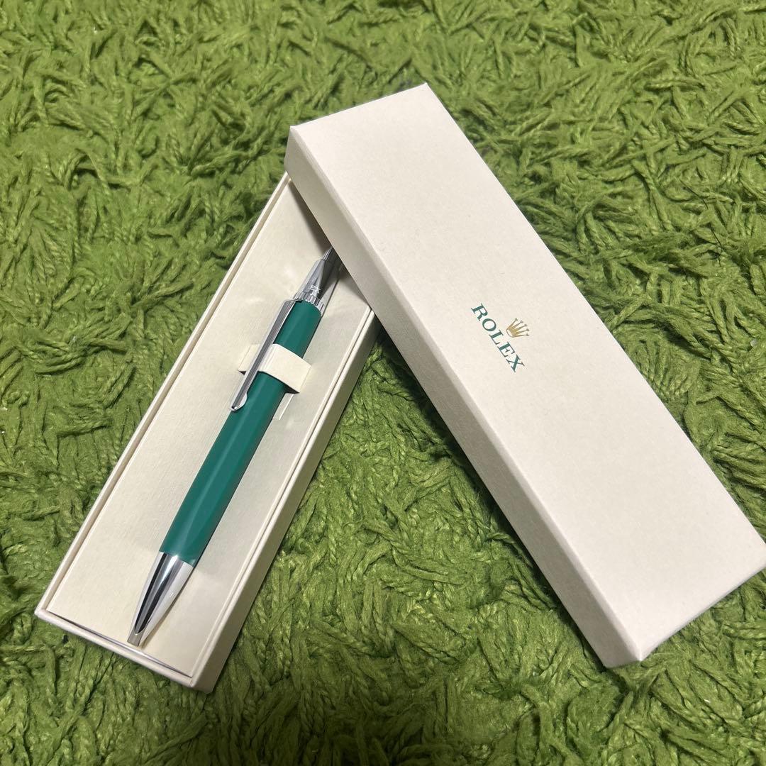 【新品】ROLEX 緑色 ボールペン 本体 専用ボックス付き