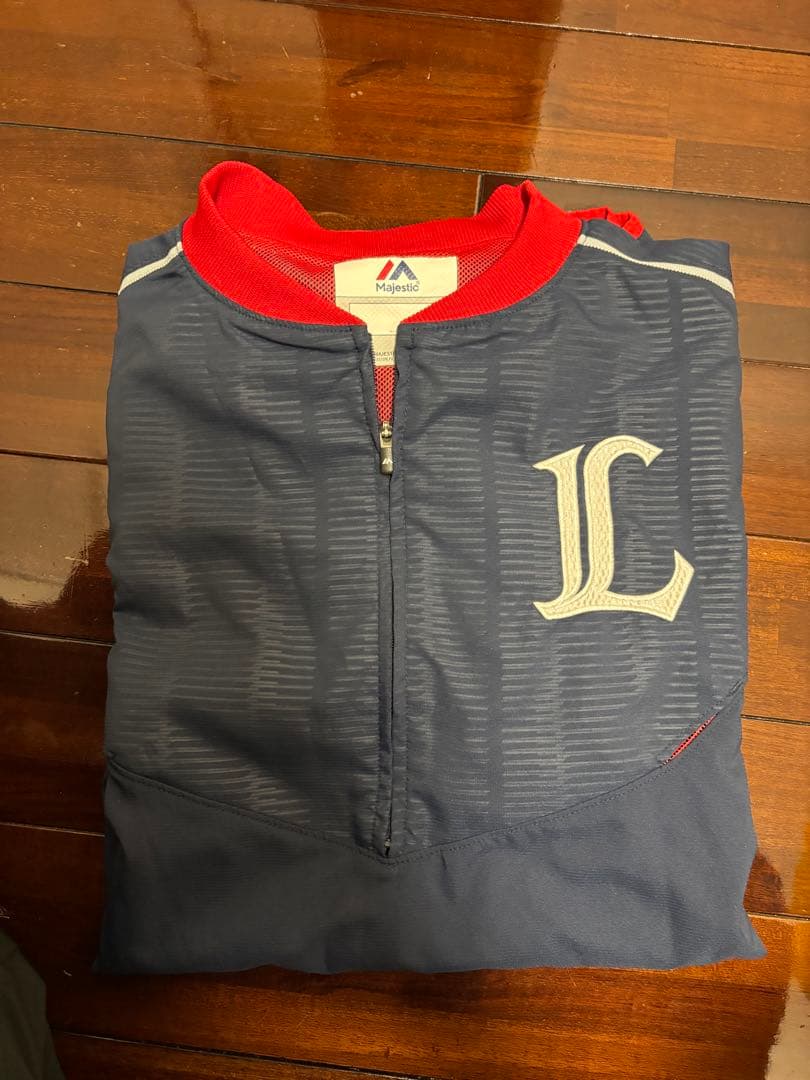 埼玉西武ライオンズ選手着用Majestic ジャケット ネイビー/レッド 57