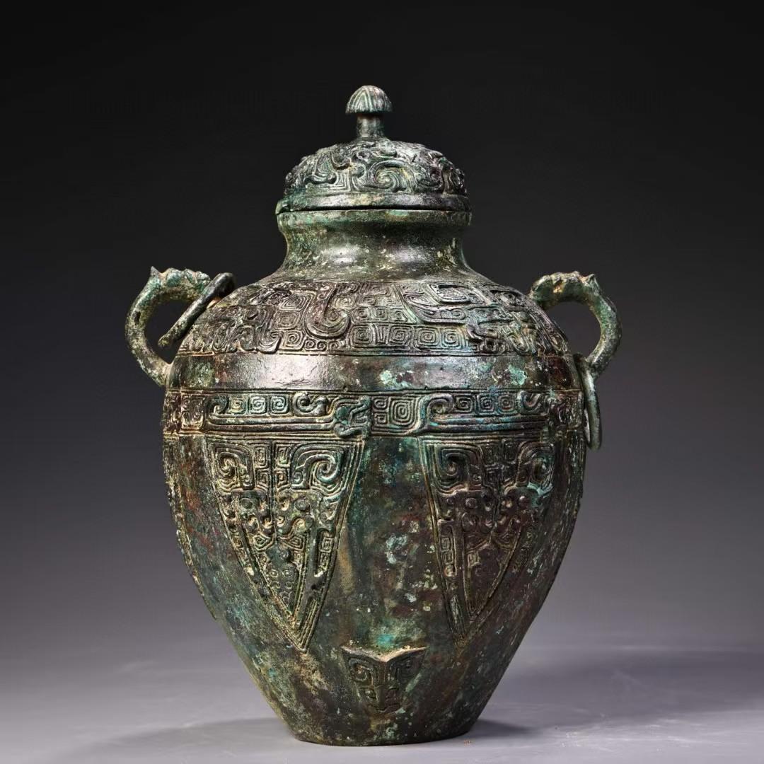 中国古美術 旧藏 明風 青銅器 圓罐 時代物 骨董 置物 收藏 茶道具 古銅器