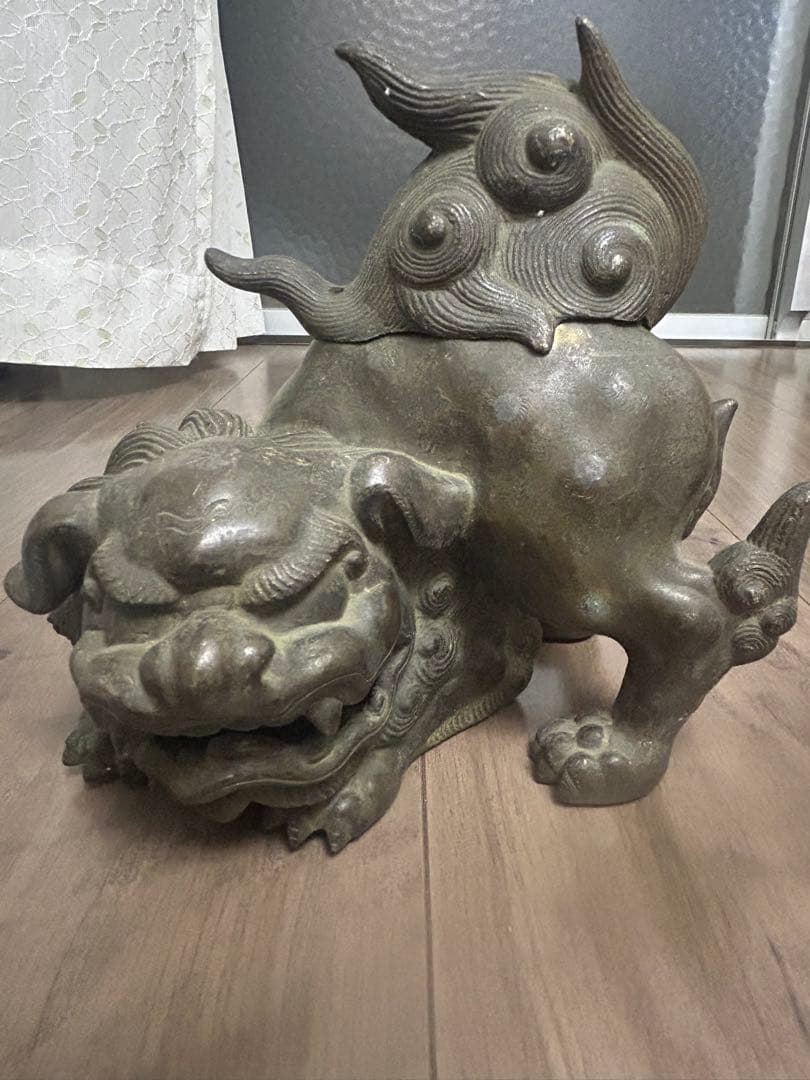 古董，古銅製，金工，獅子香炉，重1900克
