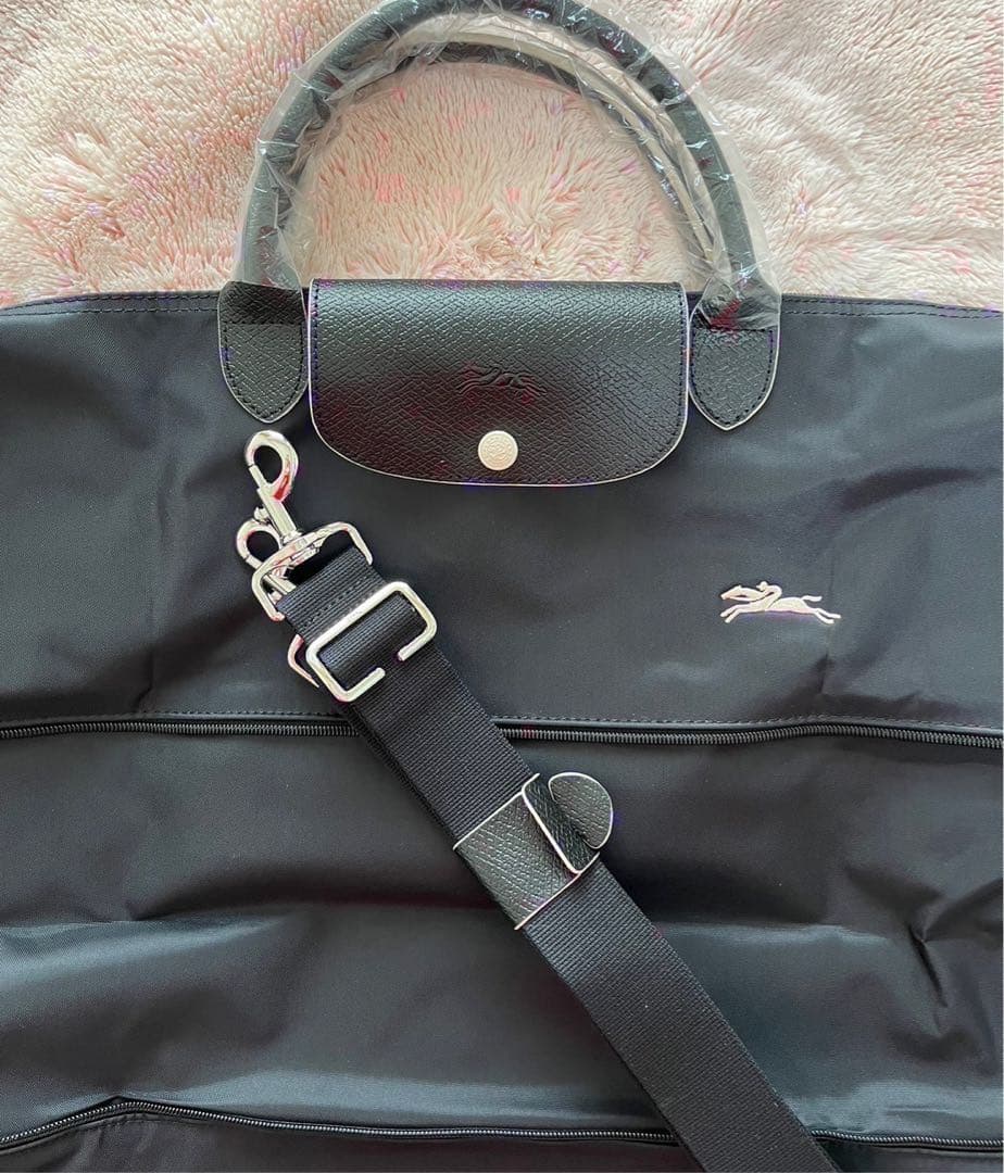 【新品】ロンシャン ル・プリアージュボストン黒、グレー(刺繍)