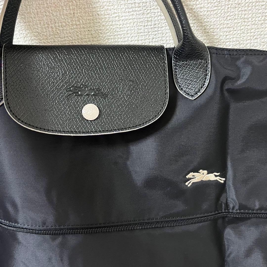 【新品】ロンシャン ル・プリアージュボストン黒、グレー(刺繍)