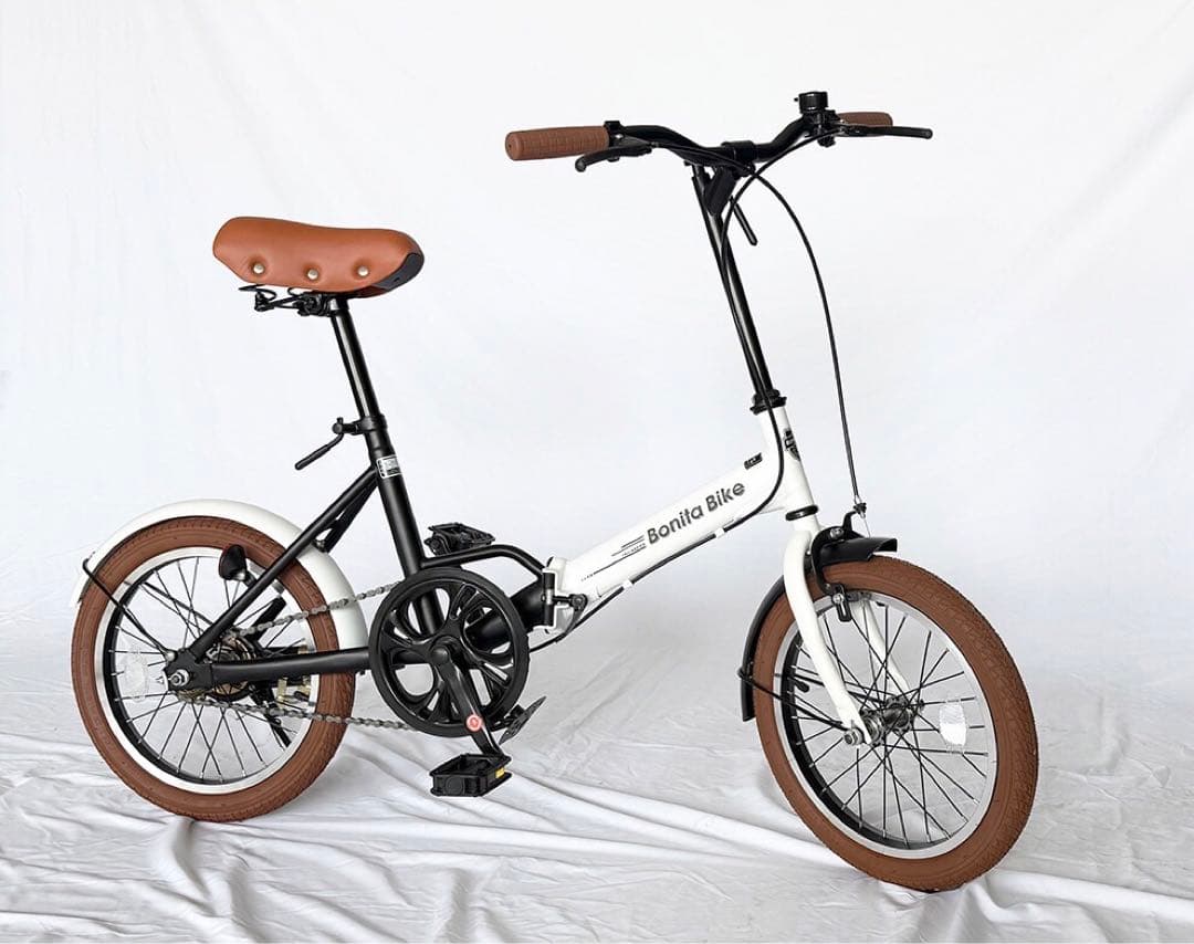 16インチ 折りたたみ自転車 軽量＆コンパクト！マットカラーが魅力　白&黒