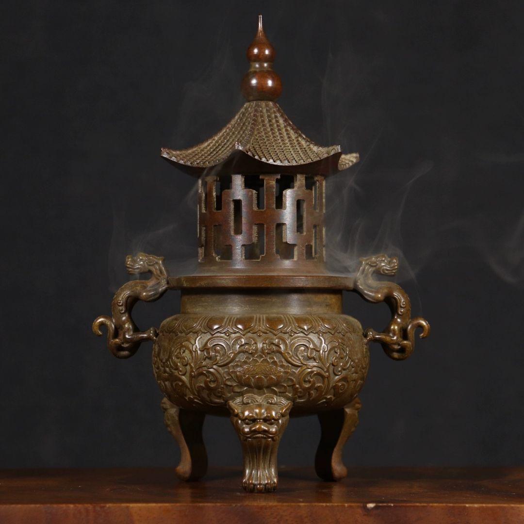 銅器 太上老君錬丹炉 三足鼎 供養塔薫炉 香道具 装飾品 工芸品 置物