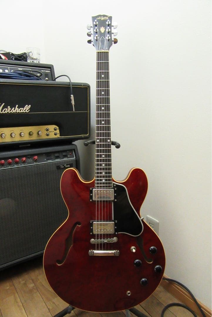 Navigator エレキギター 赤　セミアコ　バーズアイ