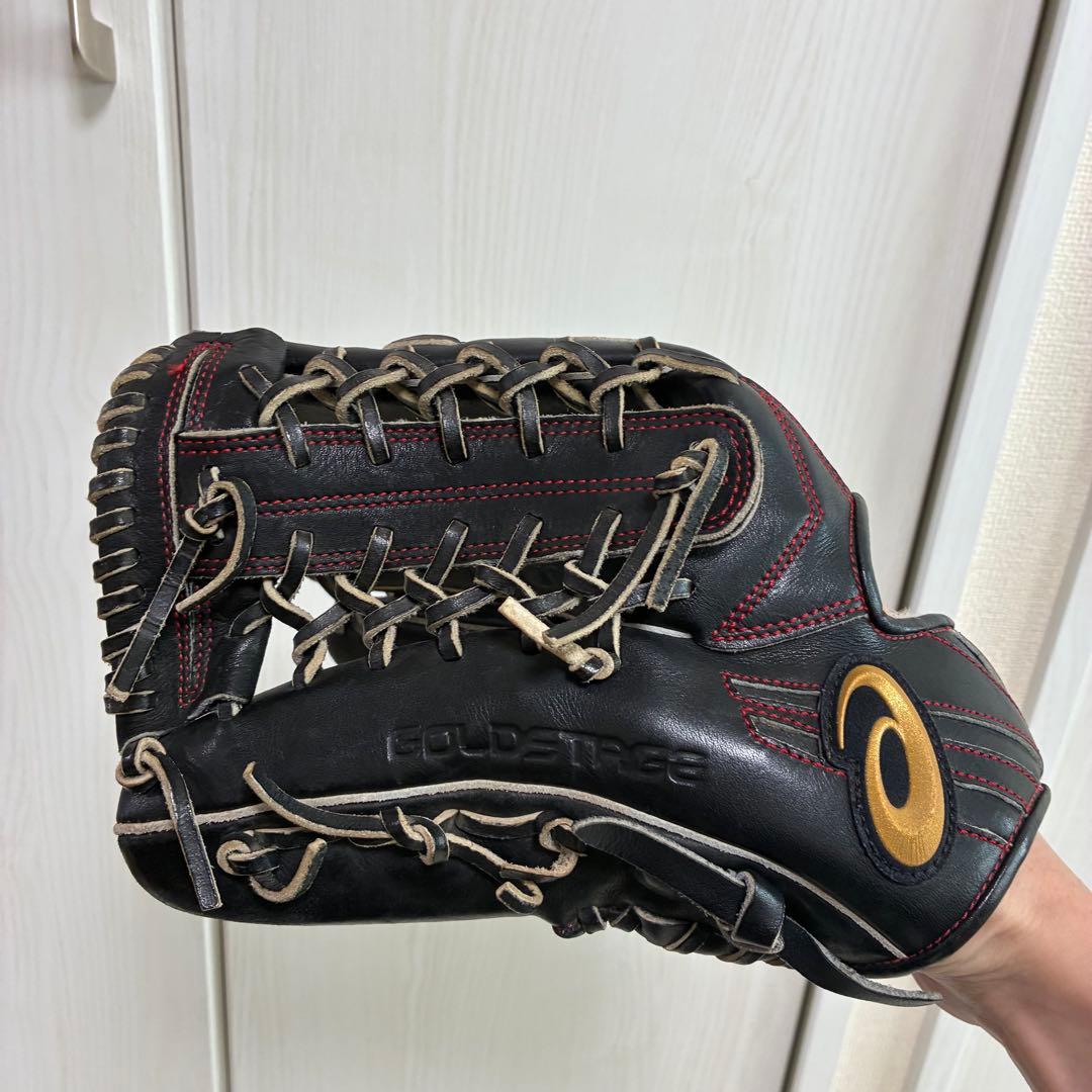 アシックス　グローブ　硬式　外野　左利き　黒