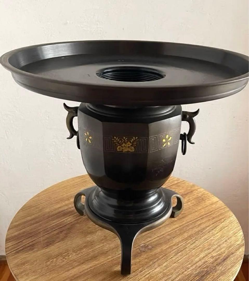 池坊　直径33cm　銅製　尺1　八角雷紋　薄端