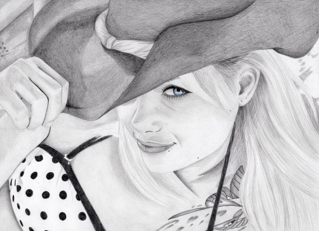 鉛筆画「The beach」　B5大サイズ