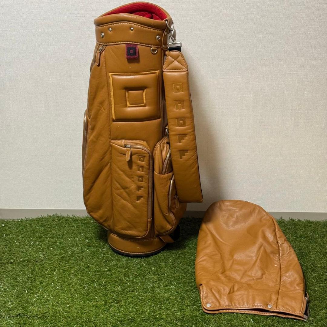 ONOFF オノフ キャディバッグ ゴルフバッグ ソフトタッチ本革調 キャメル色