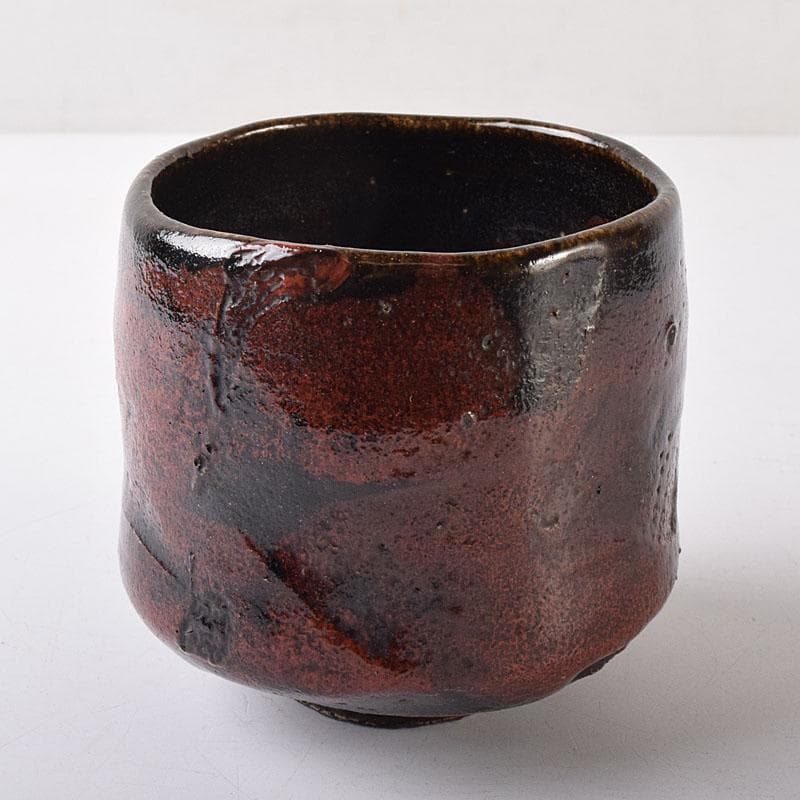 Gojyo 茶道具　楽吉左衛門作　黒楽筒茶碗　仕覆付　共箱　M　R8725